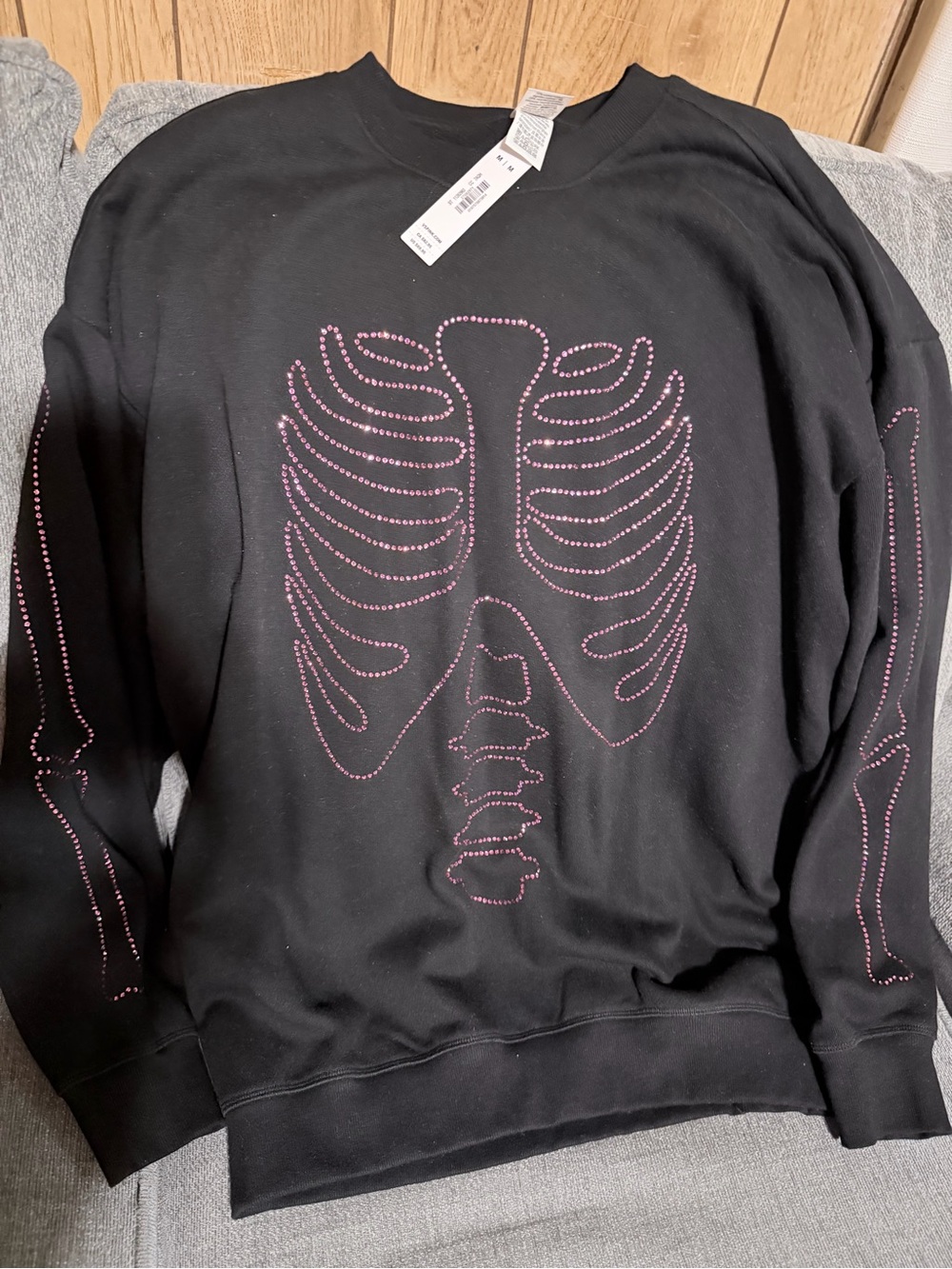 Victoria’s Secret PINK skeleton rhinestone sweatshirt and joggers